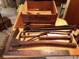 lot 85 image: Crate-Pry Bars, Hoe-Axe, Hammers, More
