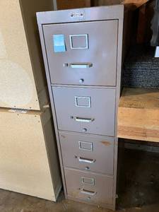 lot 102 image: Metal Filing Cabinet with items