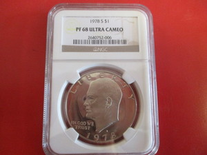 NGC Certified 1978 S (San Francisco Mint) PF 68 Ultra Cameo Eisenhower Dollar. 2640752-006 Registration Number