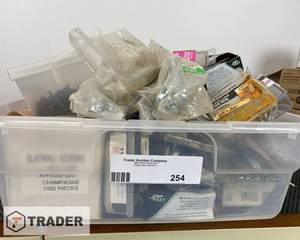 lot 254 image: BIG LOT of Screws, Bolts, Washers, Anchors, etc  Tote