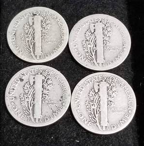 4 MERCURY DIMES 1924 1924-S 1925 1925-S