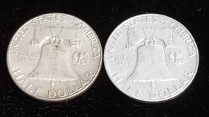 2 AU-UNC FRANKLIN HALF DOLLARS 1959-D 1963-D