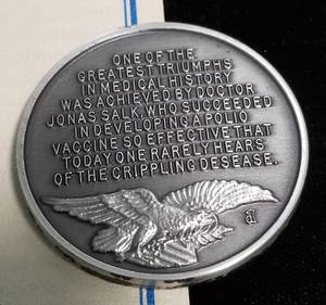 VINTAGE DR JONAS E SALK 1.08 TROY OZ STERLING SILVER ART ROUND LONGINES SYMPHONETTE