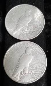 2 PEACE SILVER DOLLARS 1922 1922-S
