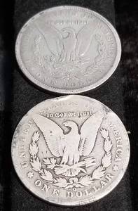 2 MORGAN SILVER DOLLARS 1880-S 1901-O