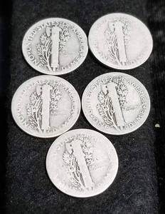 5 MERCURY DIMES 1920-D 1920-S 1923 1926 1927