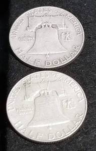 2 FRANKLIN HALF DOLLARS 1958-D 1963-D