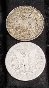 2 MORGAN SILVER DOLLARS 1884 1921-D