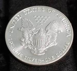 1992 AMERICAN SILVER EAGLE 1 TROY OZ. .999 FINE SILVER DOLLAR