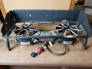 lot 27 image: Camp Chef Outdoorsman Propane Dual Burner Camp Stove