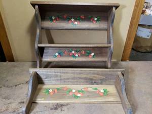 lot 32 image: 2 Wood Shelves with Strawberries Painted on Them