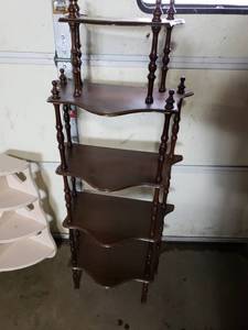 lot 33 image: Wooden Corner Shelf and 5 Shelf Stand