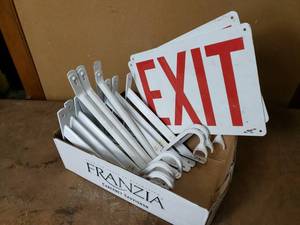 lot 40 image: 2 Exit Signs and Shelf Brackets