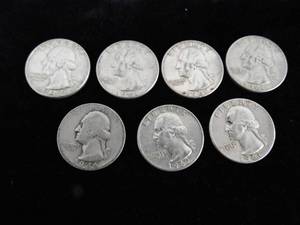 Lot of 7 Washington Quarters