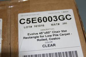 Evolve 45 x 60 45x60 Clear Rectangle Chair Mat for Low Pile Carpet - New