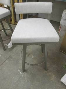 lot 260 image: Linen Upholstered Swivel Metal Bar ...