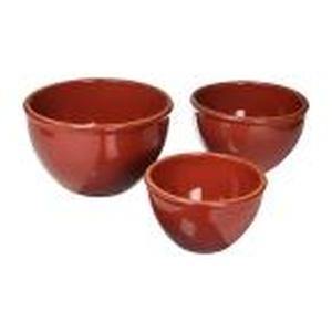 lot 221 image: 3-Piece Terracotta Red Mixing Bowl ...