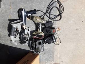 lot 45 image: 18 Volt Craftsman Drill, Circular Saw, Batteries, Heat Gun