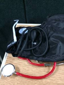 lot 4 image: Nice Aluminum Pair Of Crutches & Blood Pressure Monitor With Cuff