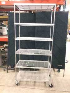 lot 26 image: 78 Tall 6 Shelving Racks Unit Heavy Duty Wire Stainless Steel Each Shelf Holds 800lbs 36Wx17D Commercial Kitchen Pantry Storage