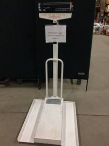 lot 46 image: MSRP $1000 Detecto Wheelchair Balance Beam Scale With Wheel Up Mount Removable Ramp & Hand Rail - Works As It Should 