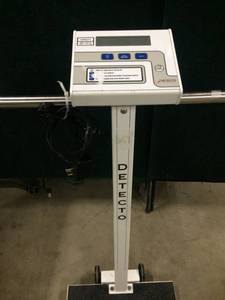 lot 64 image: MSRP $1500 Medical Clinic Cardinal Detecto 758C 400 lb. Capacity Scale Digital Display With Handrails - Great For Patients Who Are A Little Unsteady On Their Feet