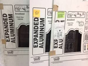 lot 83 image: Lot of 3 M-D Building Products 24 in. x 48 in. Expandable Aluminum Sheet in Black not used