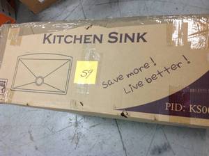 lot 59 image: AKDY 33 x 22 x 9 Apron Farmhouse Handmade Stainless Steel Single Bowl Kitchen Sink &nbspin good condition