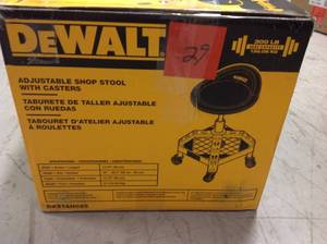 DEWALT 24 in. H x 16 in. W x 16 in. D Adjustable Shop Stool with Casters in good condition
