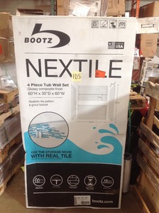 Bootz Industries Nextile 30 in. x 60 in. x 60 in. 4-Piece Direct-to-Stud Alcove Tub Surround in White not used