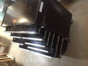 lot 101 image: Husky 46 in. W 9-Drawer Rolling Cabinet Tool Chest in Gloss Black costumer returns
