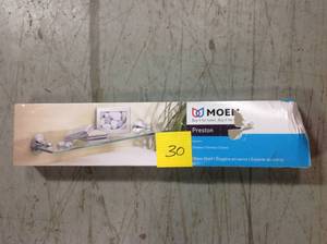 lot 30 image: Preston 19 in. W Glass Bath Shelf in Chrome not used