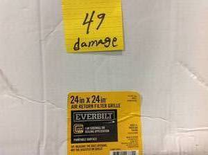 lot 49 image: Everbilt 24 in. x 24 in. White Return Air Filter Grille whit damage stilt able to used  