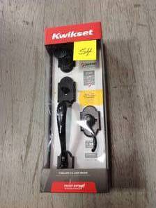 lot 54 image: Kwikset Austin Venetian Bronze Single Cylinder Door Handleset with Austin Entry Door Lever Featuring SmartKey Security in good conditions
