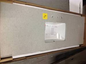 lot 67 image: Home Decorators Collection 61 in. W x 22 in. D Engineered Marble Vanity Top in Dunescape with White Single Trough Sink not used