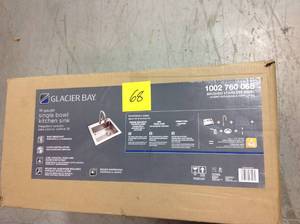 lot 68 image: Glacier Bay All-in-One Dual Mount Stainless Steel 25 in. 2-Hole Single Bowl Tight Radius Kitchen Sink in Brushed Finish with Faucet not used