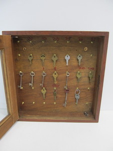 lot 168 image: Antique Wooden Key Display Case wKeys