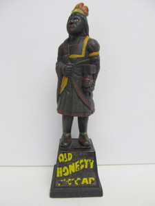 lot 171 image: Antique Style Cast Iron Indian Chief OLD HONESTY CIGARS Coin Bank