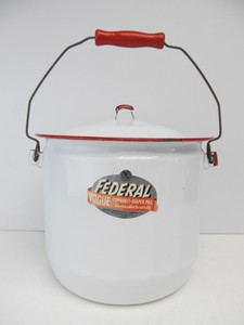 lot 177 image: Old Vintage Enamelware FEDERAL VOGUE Combinet Diaper Pail wLid