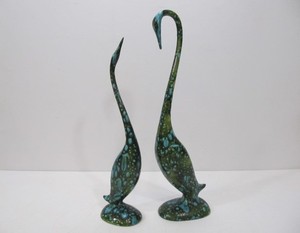 lot 160 image: 2 Vintage Art Pottery Swan Sculptures
