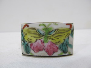 lot 113 image: Antique Chinese Pottery Shard Sterling Silver Butterfly Brooch