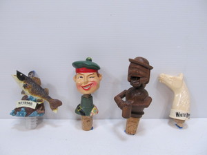 lot 75 image: 4 Vintage etc Bottle Pourers & Corks