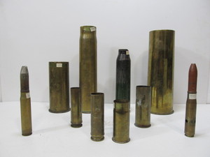 lot 81 image: Lot of Old Vintage Brass Military Artillery Shell Casings