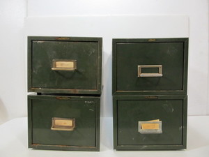lot 87 image: Matching Set of 4 Vintage 1930s Industrial Steel ASCO Card Cabinet