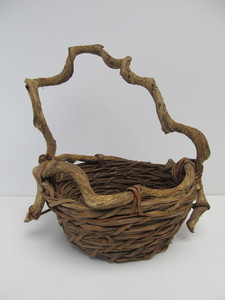 lot 99 image: Antique Hand Made Woven Twisted Vine Handle Basket