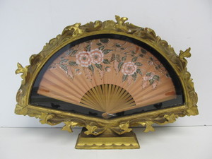 lot 103 image: Antique Ornately Framed Hand Fan