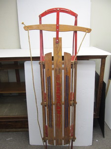 lot 104 image: Vintage AMERICAN Wooden Snow Sled