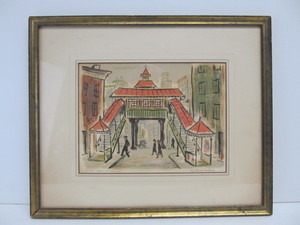 lot 108 image: WPA Artist Anthony Velonis (1911-1997) Pencil Signed Silkscreen Print - Local Stop L-Station