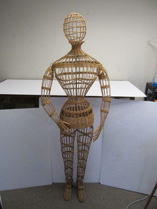 lot 129 image: Vintage Life-Size Wicker & Wire Mannequin