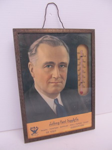 lot 52 image: Vintage 1940s Minneapolis Advertising Thermometer wFDR 